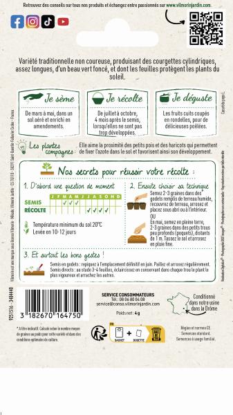 Potagères - Courgette Verte Noire Maraîchère - MEDIA_PACKAGING_VERSO